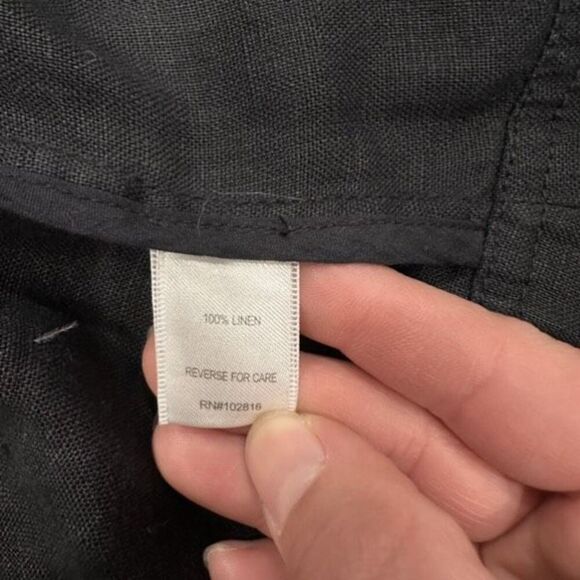 Garnet Hill black linen open drape front cardigan medium size 10 Minimalist - Picture 4 of 10